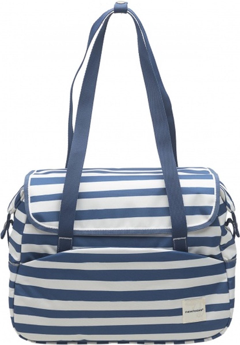 New Looxs Fietstas/schoudertas Tosca 16 Liter Gestreept/wit - Blauw