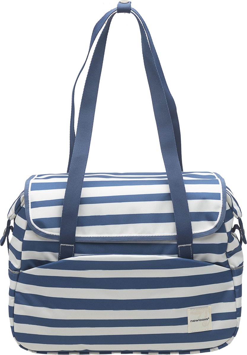 New Looxs Fietstas/schoudertas Tosca 16 Liter Gestreept/wit - Blauw