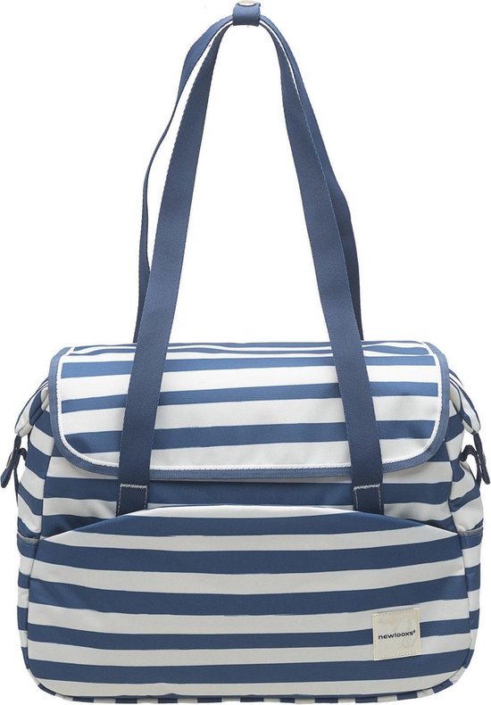 New Looxs Fietstas/schoudertas Tosca 16 Liter Gestreept/wit - Blauw
