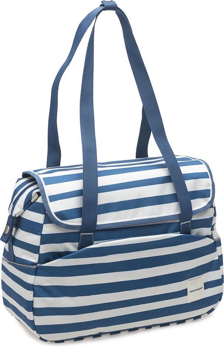 New Looxs Fietstas/schoudertas Tosca 16 Liter Gestreept/wit - Blauw