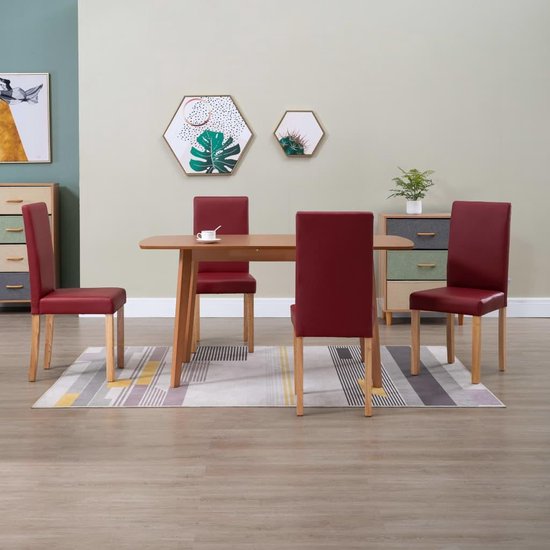 Vidaxl Eetkamerstoelen 4 St Kunstleer - Rood