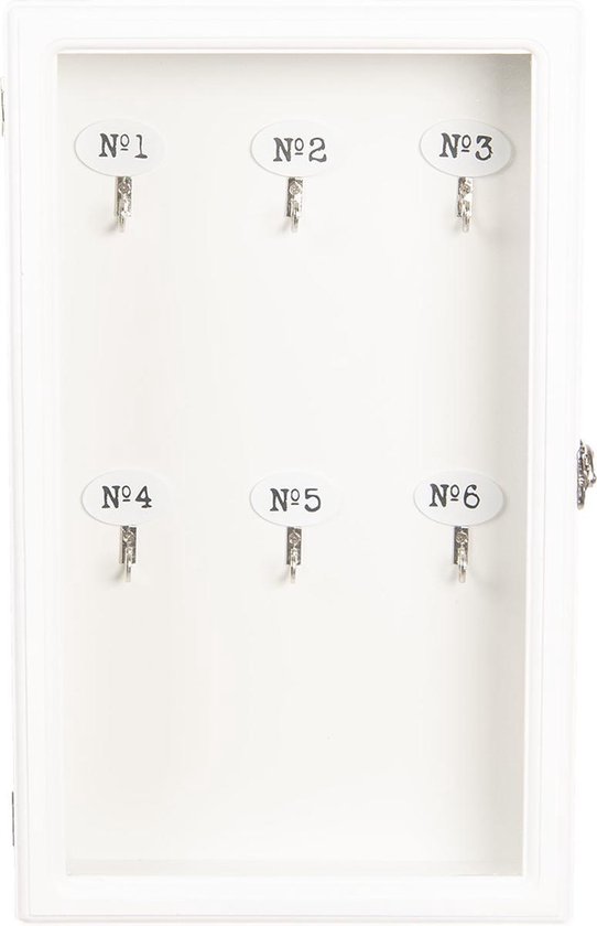 Clayre & Eef Sleutelkastje 24*7*38 Cm Mdf / Glas Rechthoekig 6h1570w - Wit