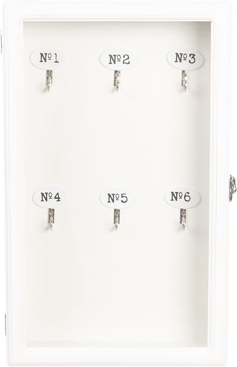 Clayre & Eef Sleutelkastje 24*7*38 Cm Mdf / Glas Rechthoekig 6h1570w - Wit