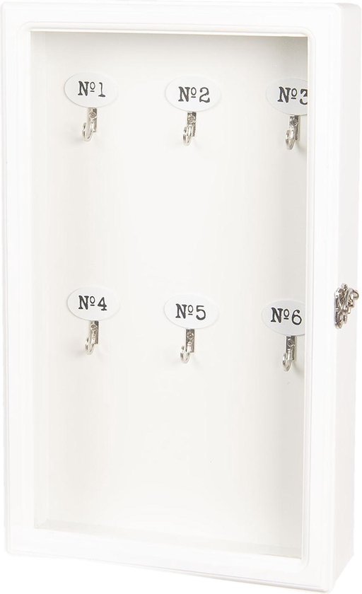 Clayre & Eef Sleutelkastje 24*7*38 Cm Mdf / Glas Rechthoekig 6h1570w - Wit