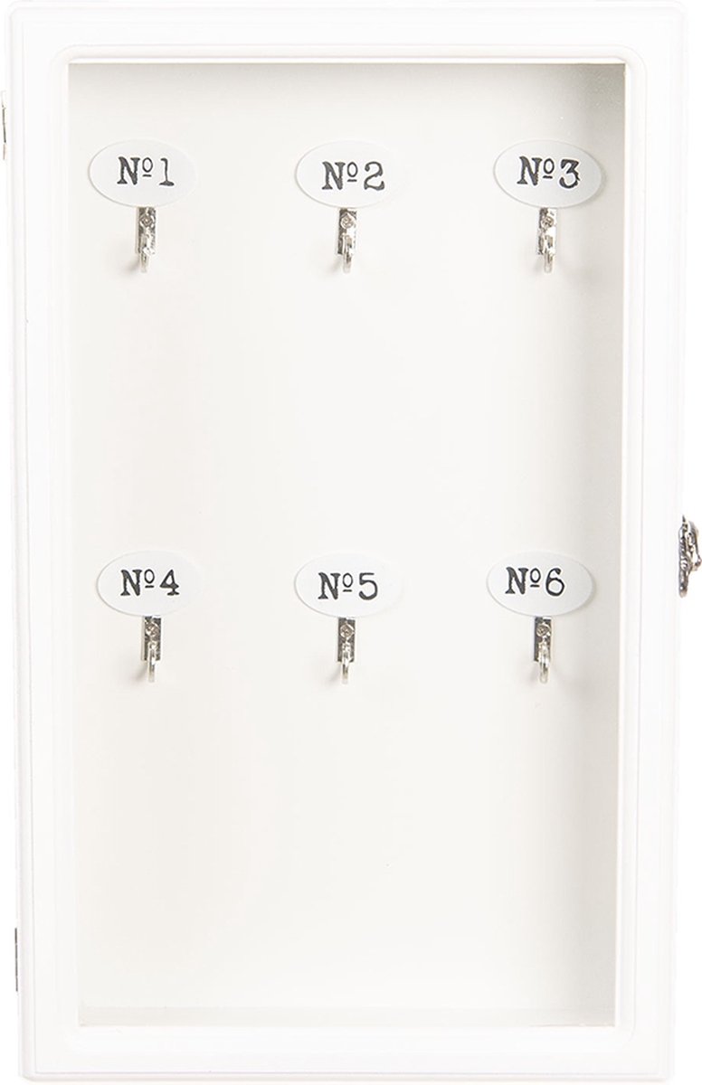 Clayre & Eef Sleutelkastje 24*7*38 Cm Mdf / Glas Rechthoekig 6h1570w - Wit
