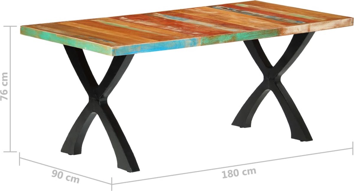 Vidaxl Eettafel 180x90x76 Cm Massief Gerecycled Hout - Bruin