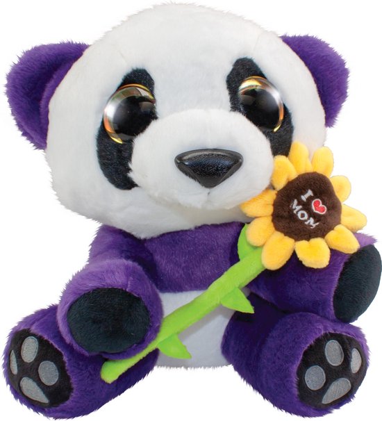 Lumo Stars Knuffel Panda I Love Mom Junior 24 Cm/wit - Paars