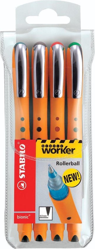 Stabilo Roller Bionic Worker Etui Van 4 Stuks (Blauw, Rood, En ) - Groen