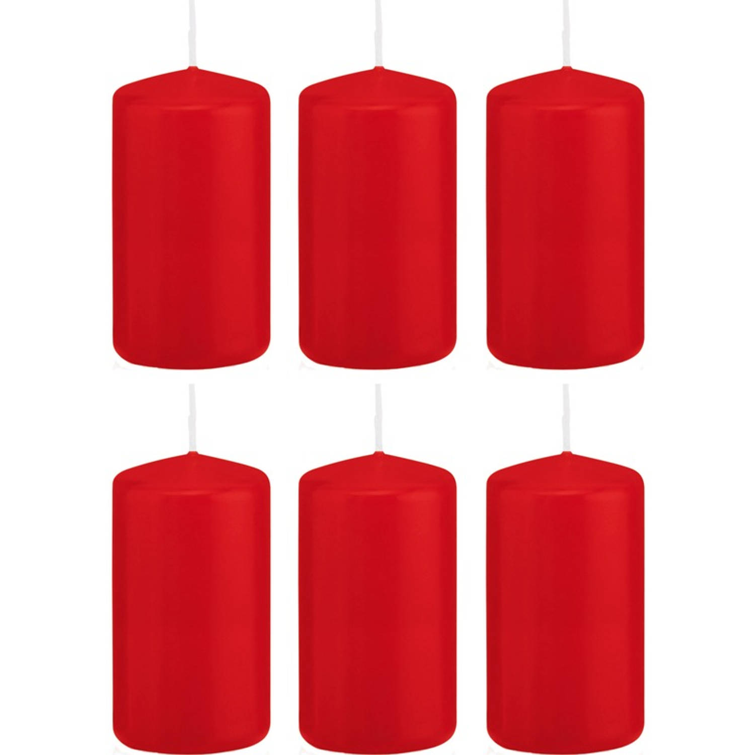 Trend Candles 6x Rode Cilinderkaarsen/stompkaarsen 6 X 12 Cm 40 Branduren - Geurloze Kaarsen - Woondecoraties - Rood