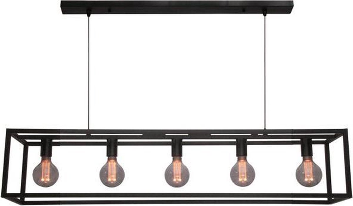 Freelight Hanglamp Esteso 5 Lichts L 120 Cm B 25 Cm - Zwart