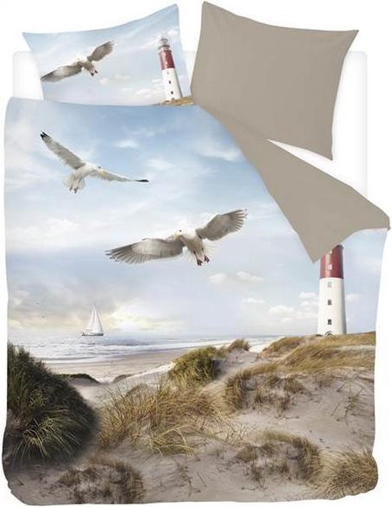 Snoozing Lighthouse Flanel Dekbedovertrek - Lits-jumeaux (240x200/220 Cm + 2 Slopen) - Flanel - Taupe