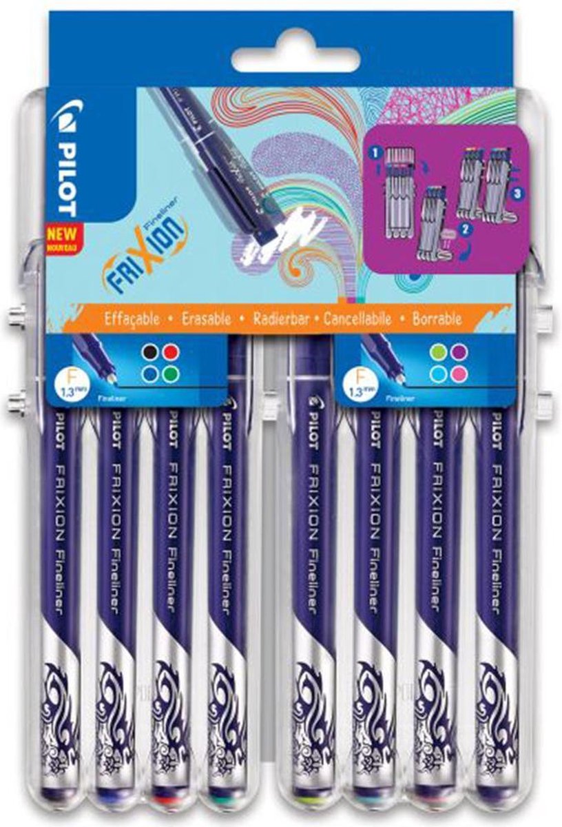 Pilot Fineliner Frixion, Geassorteerde Kleuren, Set Van 8 Stuks