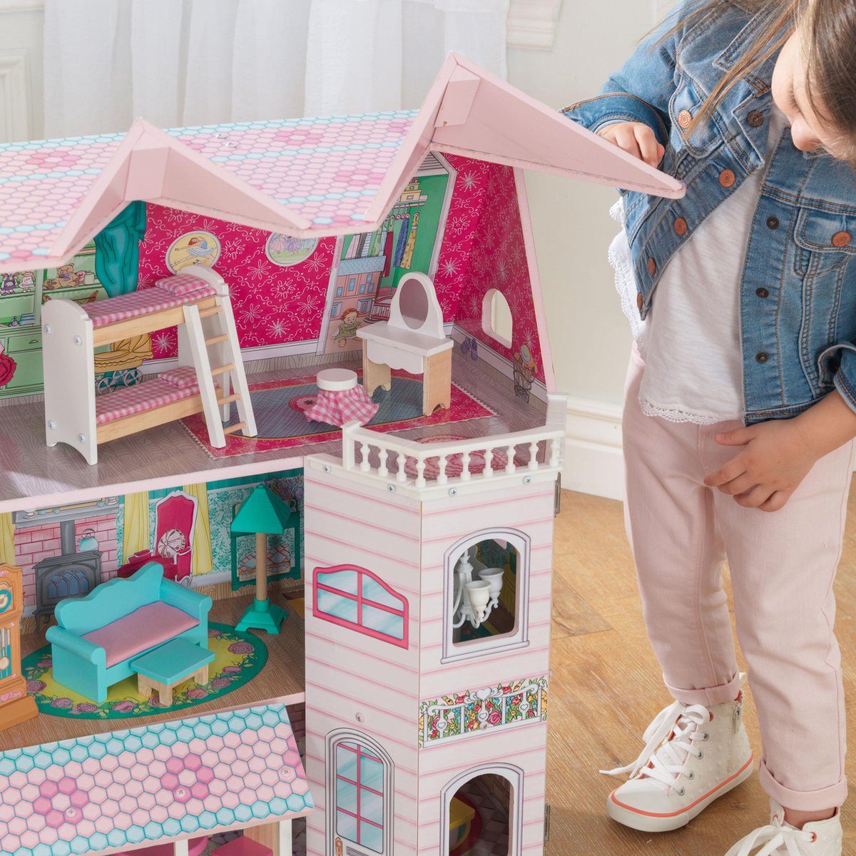 Kidkraft Houten Poppenhuis Abbey Manor - Roze