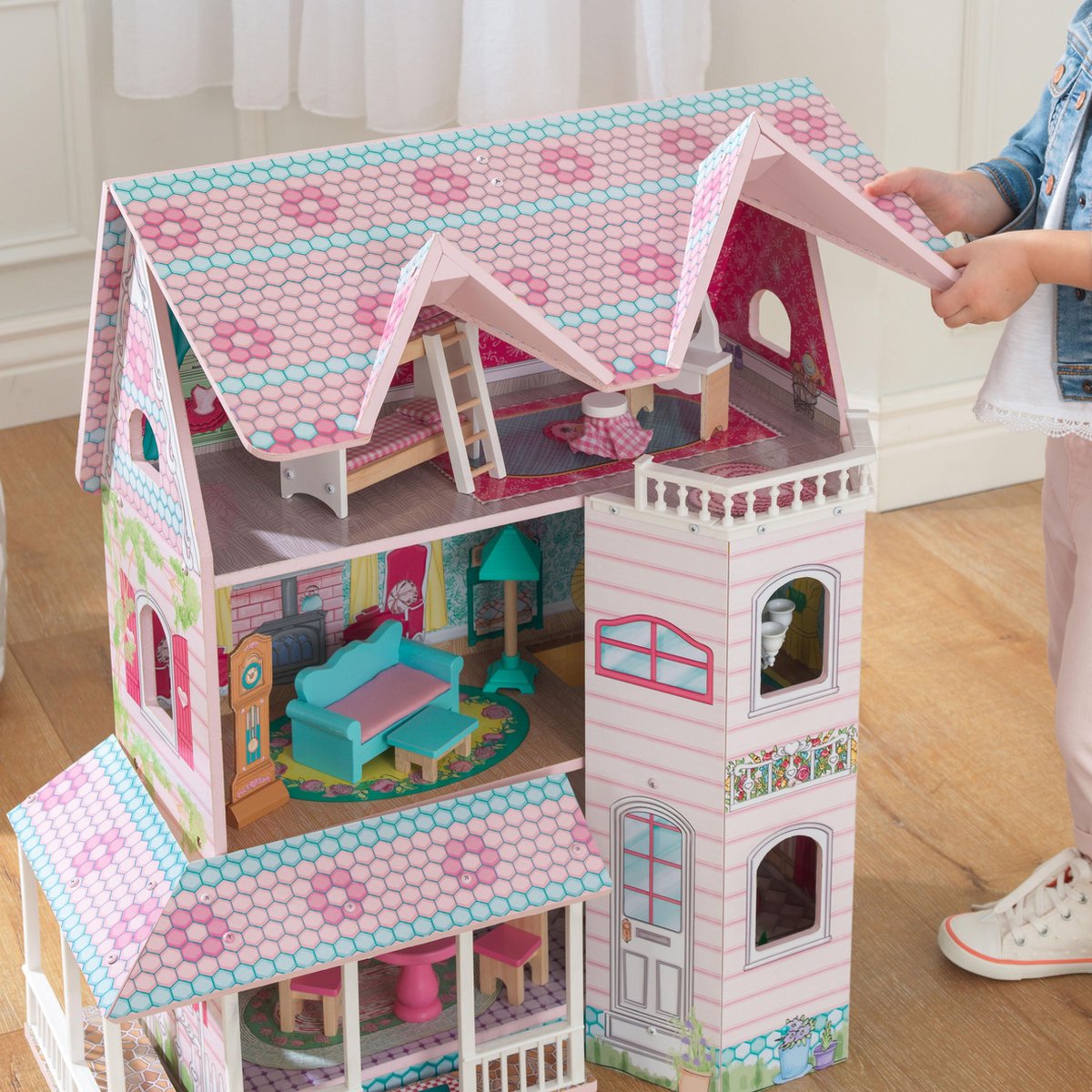 Kidkraft Houten Poppenhuis Abbey Manor - Roze