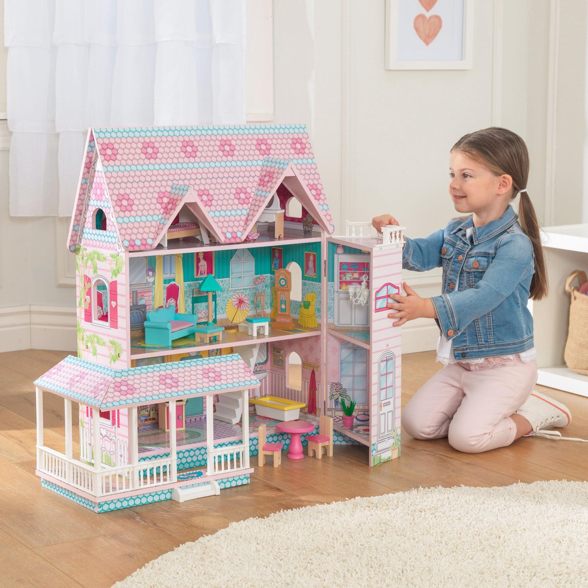 Kidkraft Houten Poppenhuis Abbey Manor - Roze