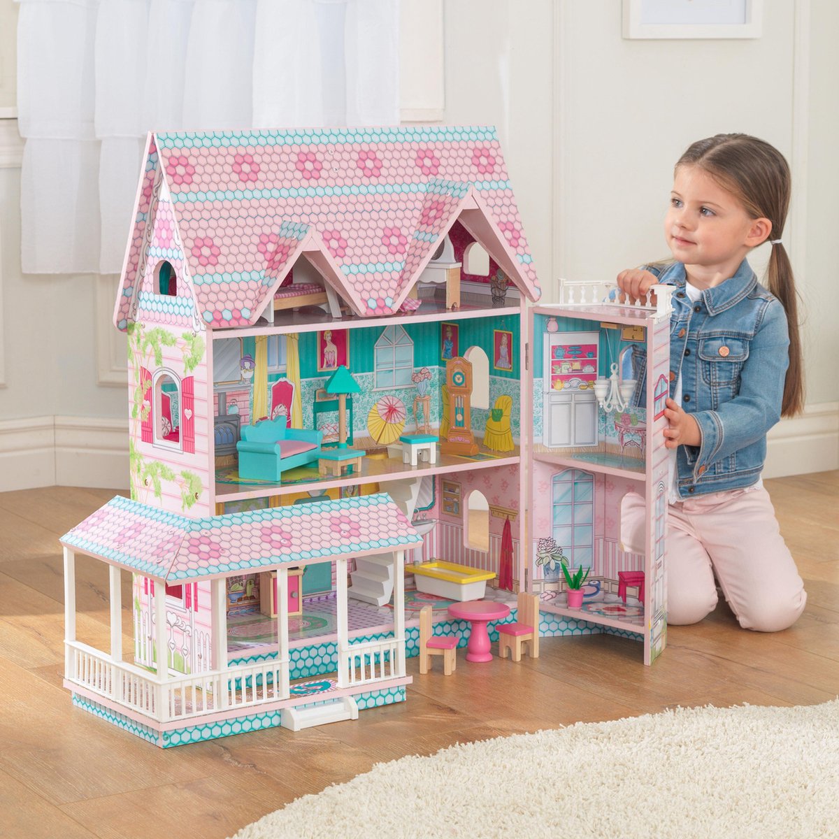 Kidkraft Houten Poppenhuis Abbey Manor - Roze
