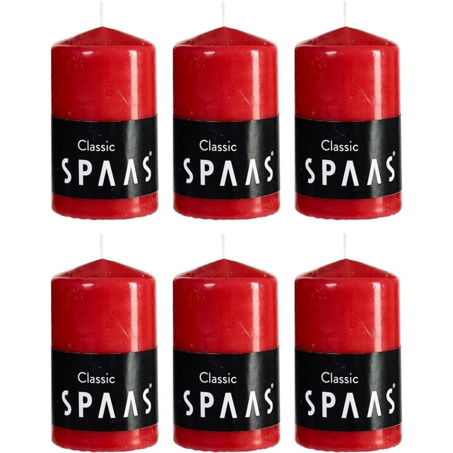 Spaas 6x Rode Cilinderkaarsen/stompkaarsen 6 X 10 Cm 25 Branduren - Geurloze Kaarsen - Woondecoraties - Rood