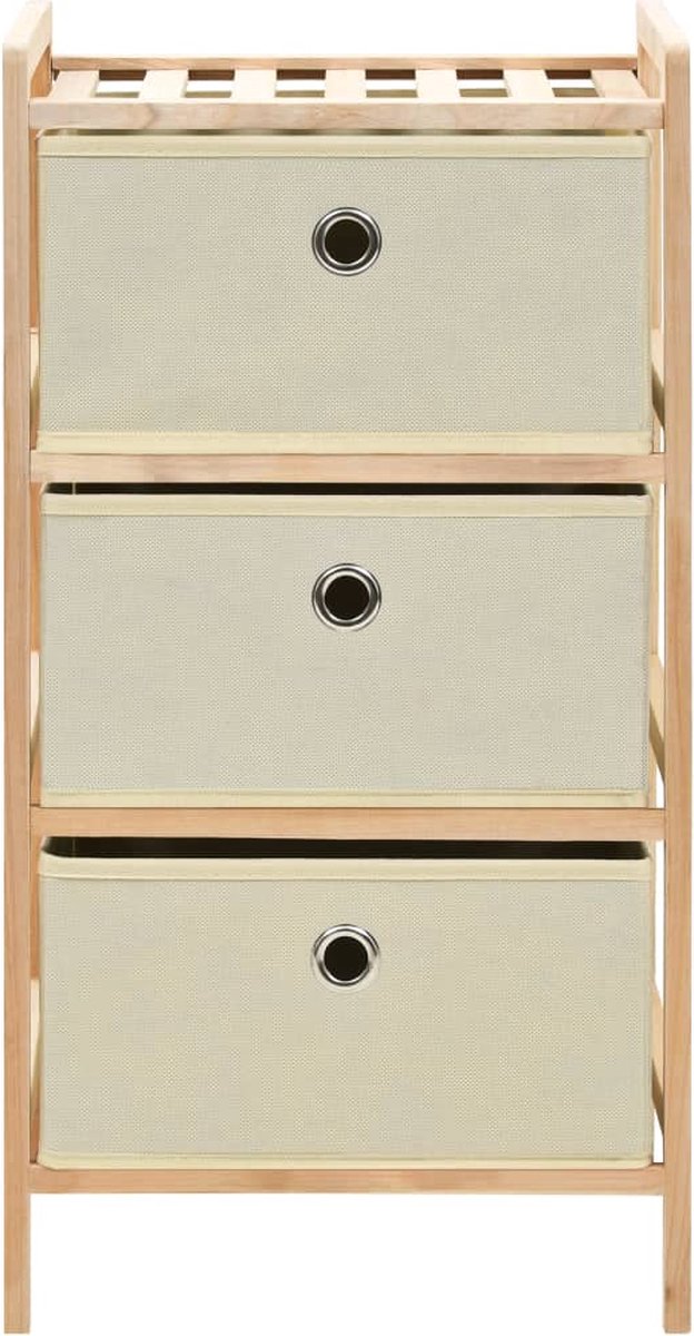 Vidaxl Opbergmeubel Met 3 Vliesstoffen Manden Cederhout - Beige