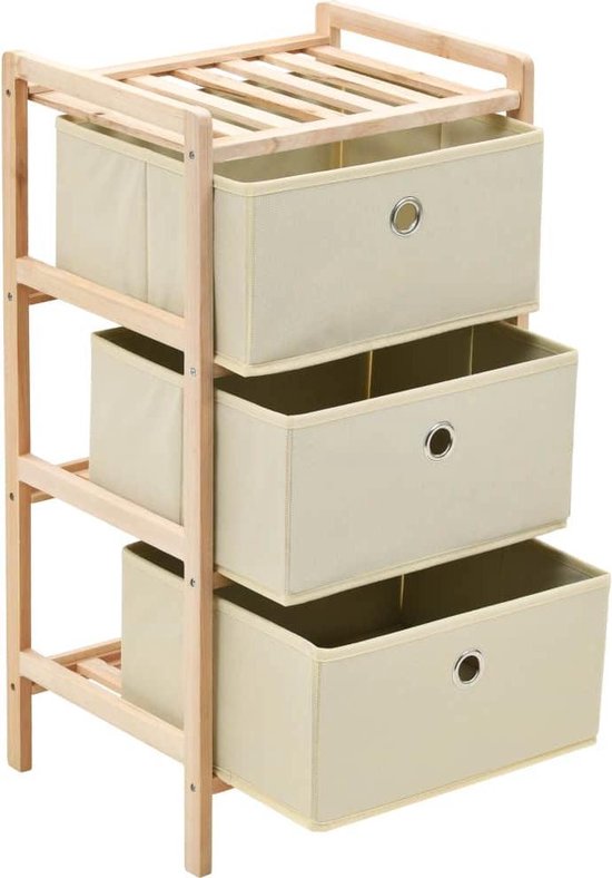 Vidaxl Opbergmeubel Met 3 Vliesstoffen Manden Cederhout - Beige