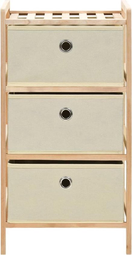 Vidaxl Opbergmeubel Met 3 Vliesstoffen Manden Cederhout - Beige