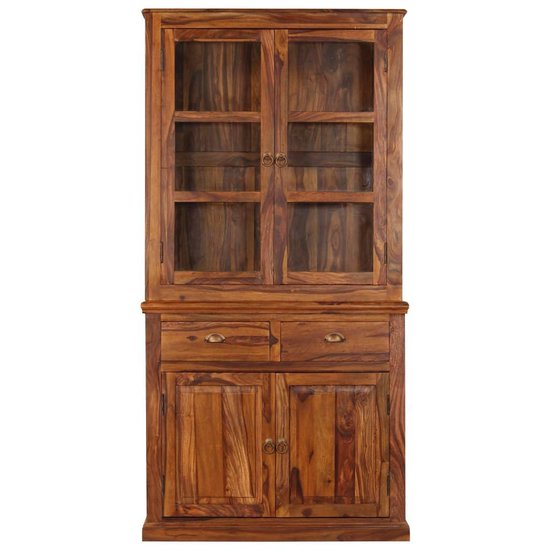 Vidaxl Vitrinekast 100x70x200 Cm Massief Sheeshamhout - Bruin