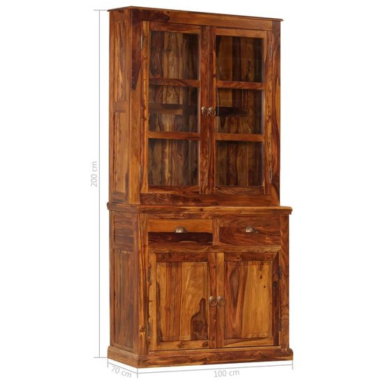 Vidaxl Vitrinekast 100x70x200 Cm Massief Sheeshamhout - Bruin
