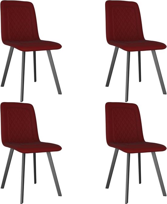 Vidaxl Eetkamerstoelen 4 St Fluweel - Rood