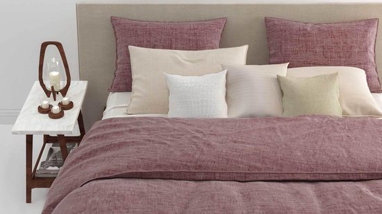 Zo Home Zo! Home Dekbedovertrek Lino - Wijn - 2-persoons 200x200/220 Cm - Rood