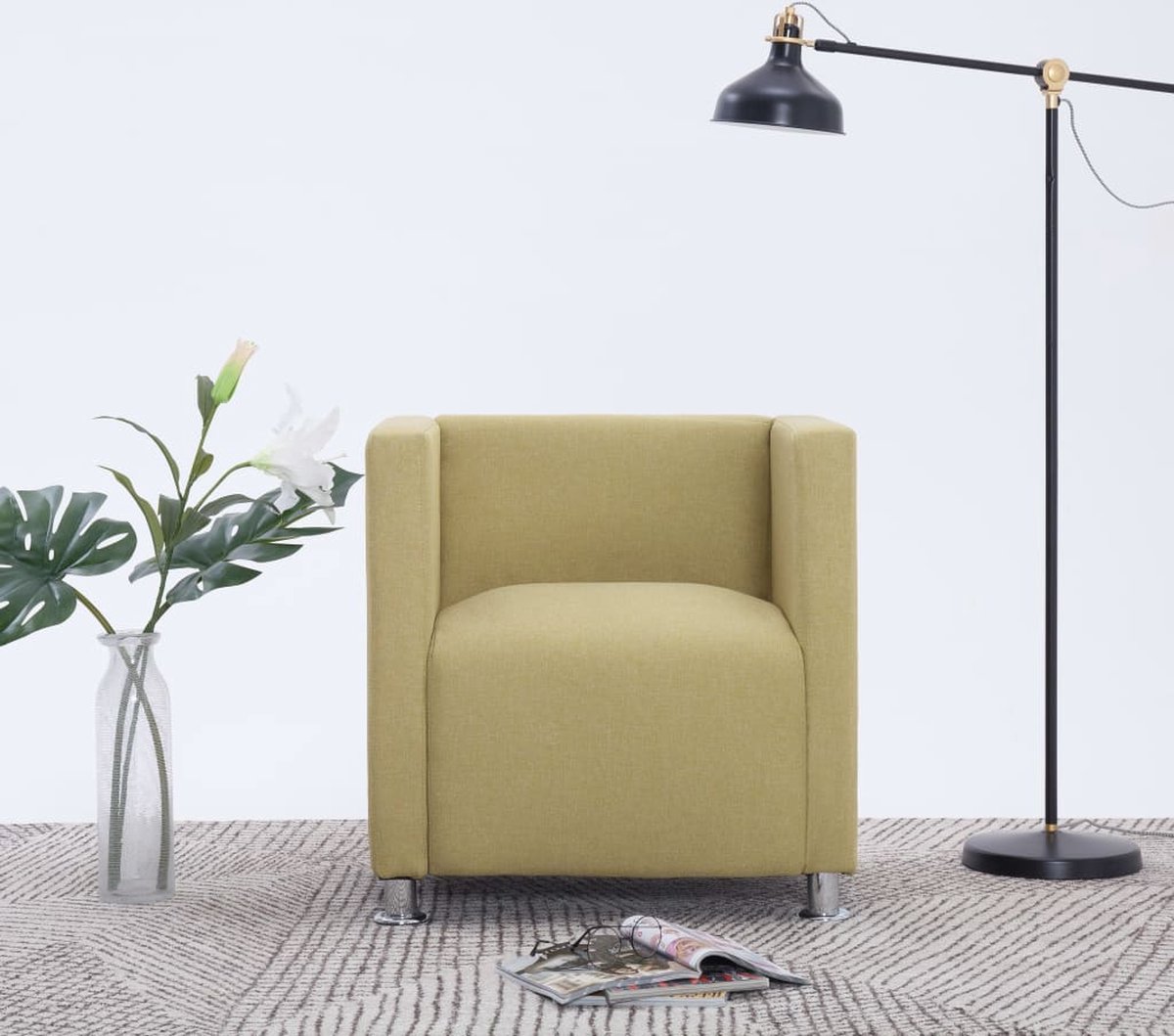 Vidaxl Fauteuil Kubus Stof - Groen