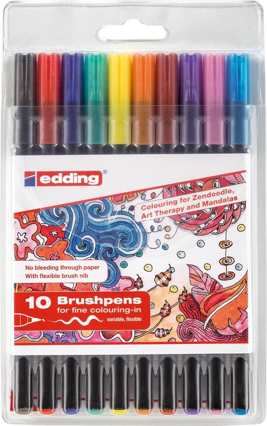 Edding 1340 Brushpennen In Etui - 10 Kleuren