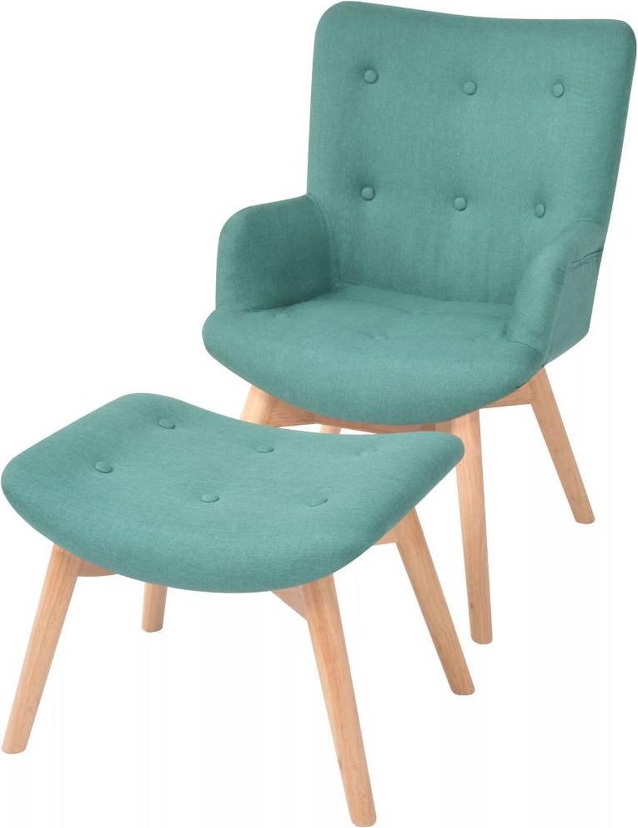 Vidaxl Fauteuil Met Voetenbankje Stof - Groen