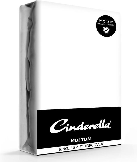 Cinderella - Single-split Topper Molton 180x200/210 White - Wit