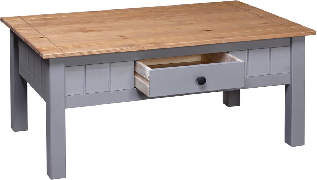 Vidaxl Salontafel Panama Range 100x60x45 Cm Massief Grenenhout - Grijs