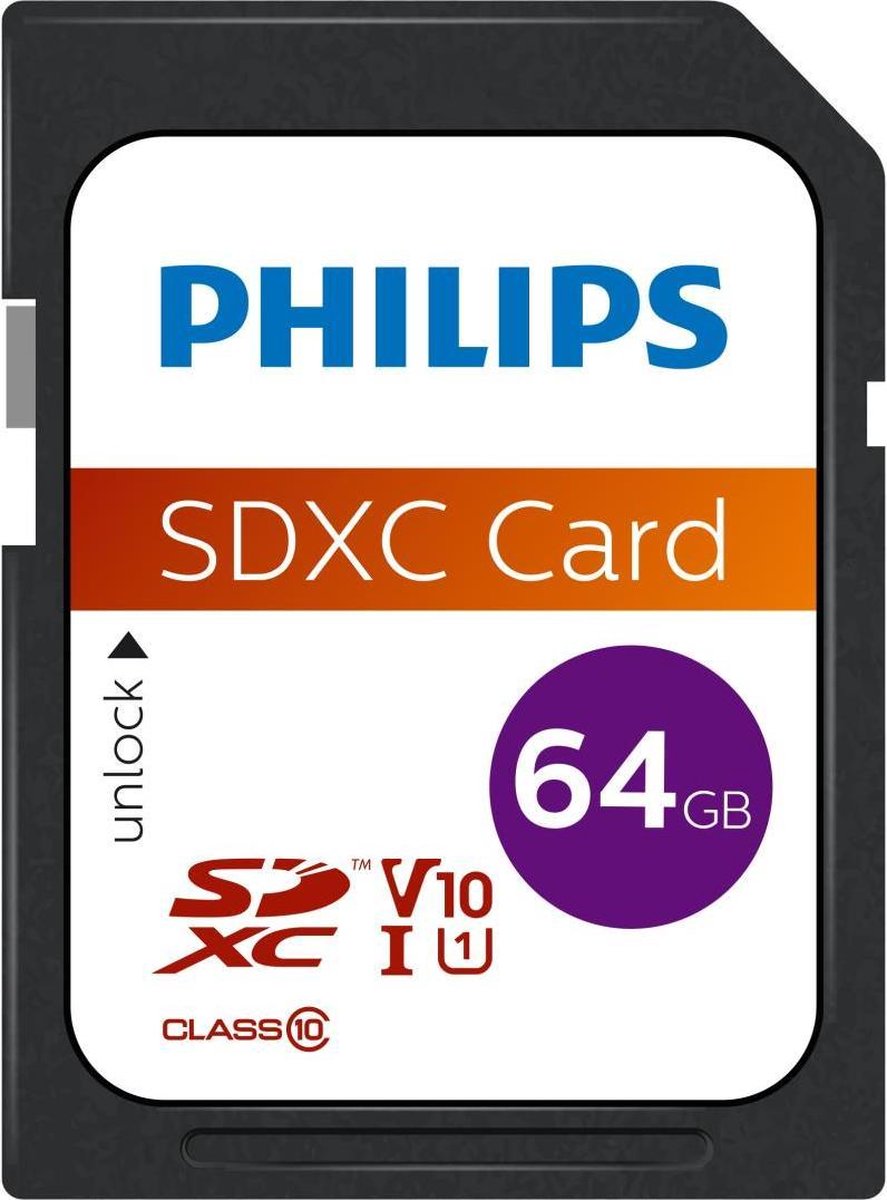 Philips Fm64sd55b - Sdxc Kaart 64gb - Class 10 - Uhs-i U1