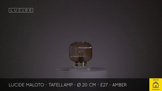 Lucide Maloto Tafellamp Ø20cm E27/40w Amber/messing - Oranje