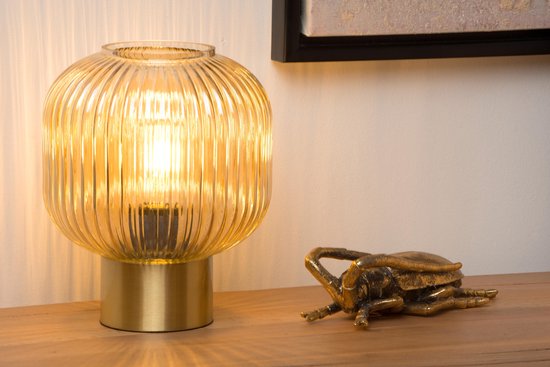 Lucide Maloto Tafellamp Ø20cm E27/40w Amber/messing - Oranje