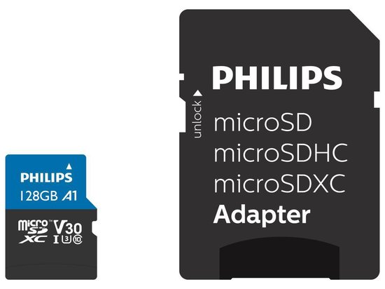 Philips Fm12mp65b - Micro Sdxc Kaart 128gb Incl. Adapter - Class 10 - Uhs-i U3