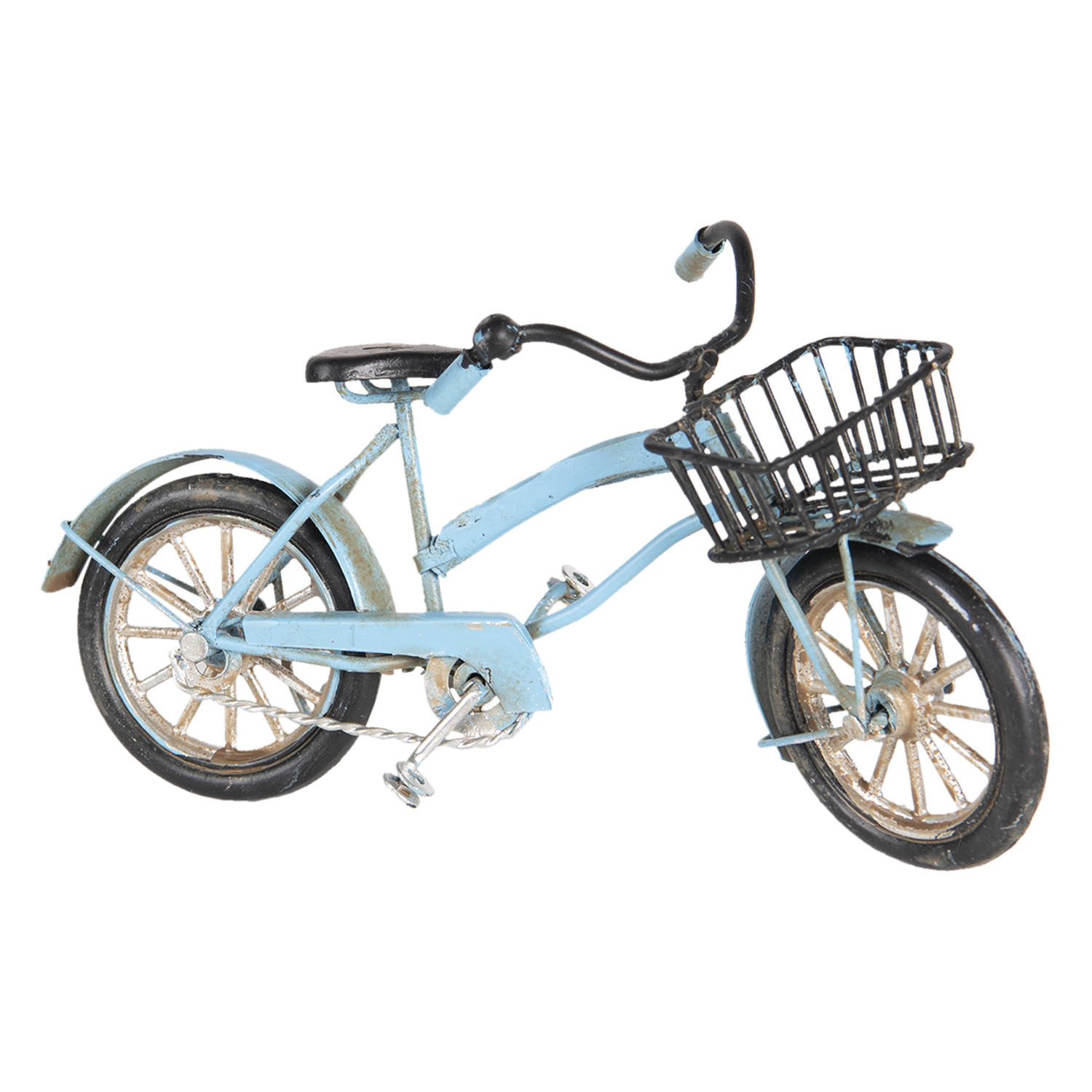 Clayre & Eef Model Fiets 16*5*9 Cm Ijzer / Kunststof Staand Ijzeren Dames Fiets Cruiser 6y3709 - Blauw