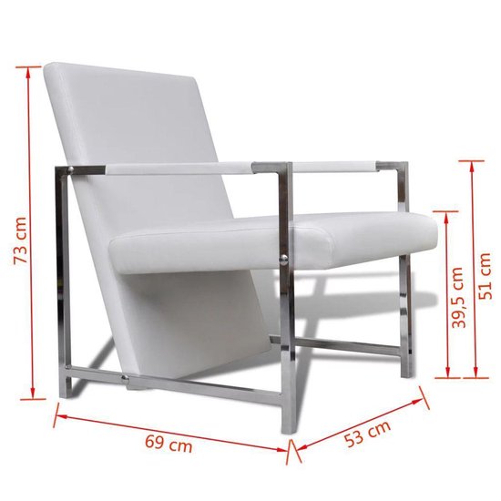 Vidaxl Fauteuils 2 St Met Chroom Frame Kunstleer - Wit