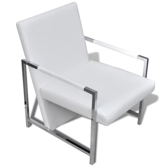 Vidaxl Fauteuils 2 St Met Chroom Frame Kunstleer - Wit