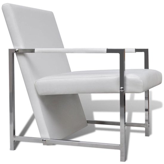 Vidaxl Fauteuils 2 St Met Chroom Frame Kunstleer - Wit