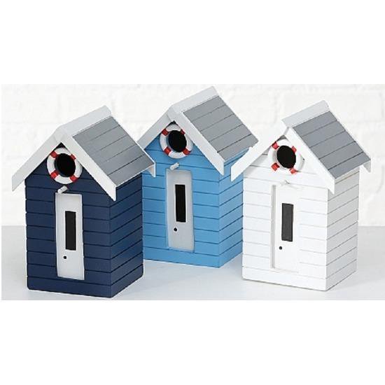 Houten Vogelhuisje/nestkastje 21 Cm - Tuindecoratie Strandhuis Vogelhuisjes - Wit