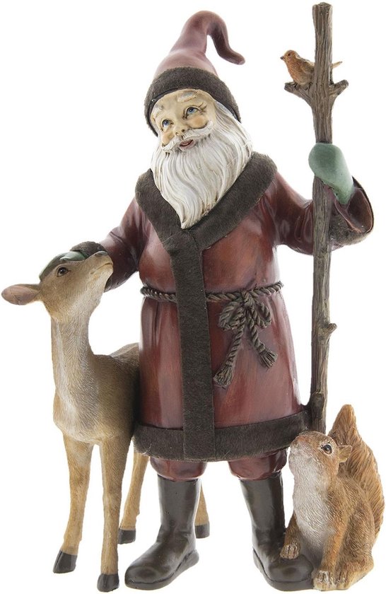 Clayre & Eef Decoratie Kerstman 18*13*30 Cm Meerkleurig Kunststof Kerstman 6pr2406 - Geel