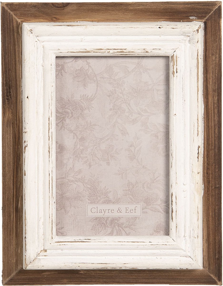 Clayre & Eef - Fotolijst 17*4*22 Cm / 10*15 Cm Hout/ Glas - Rechthoekig - 2f0629 - Bruin