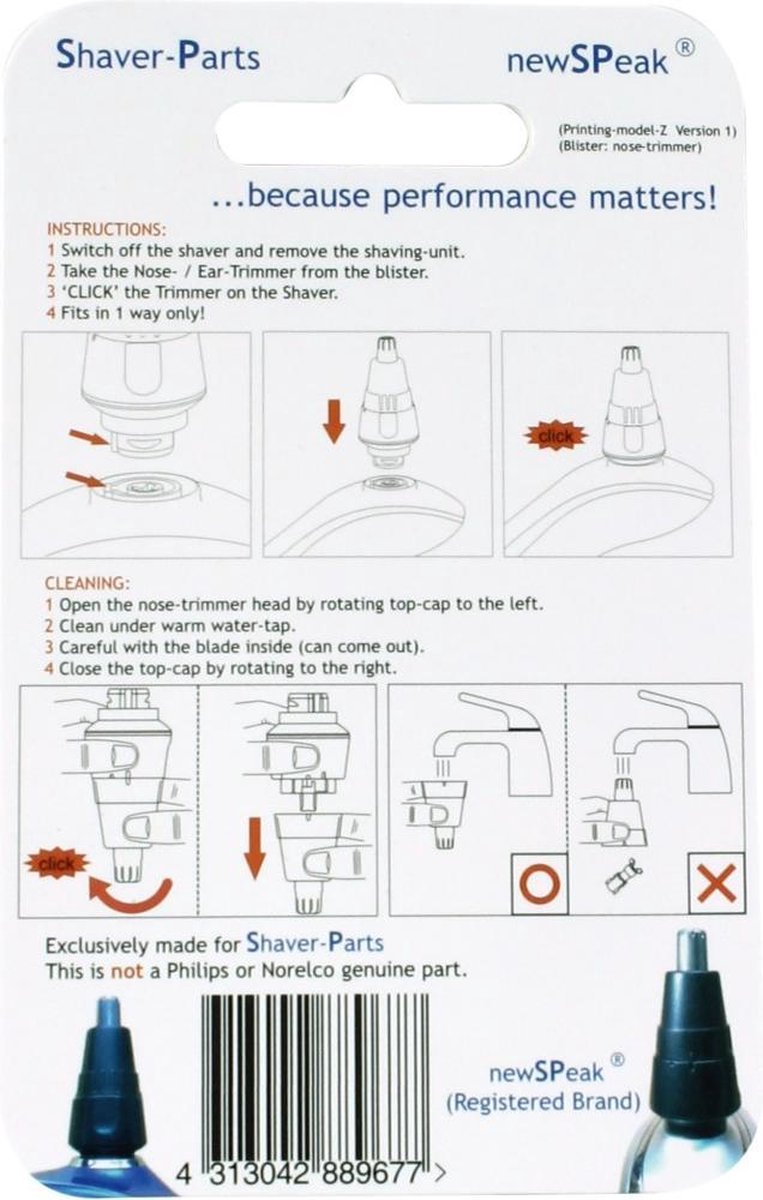 Shaver Parts Neus En Oortrimmer Opzetstuk Voor Philips Cp480/01