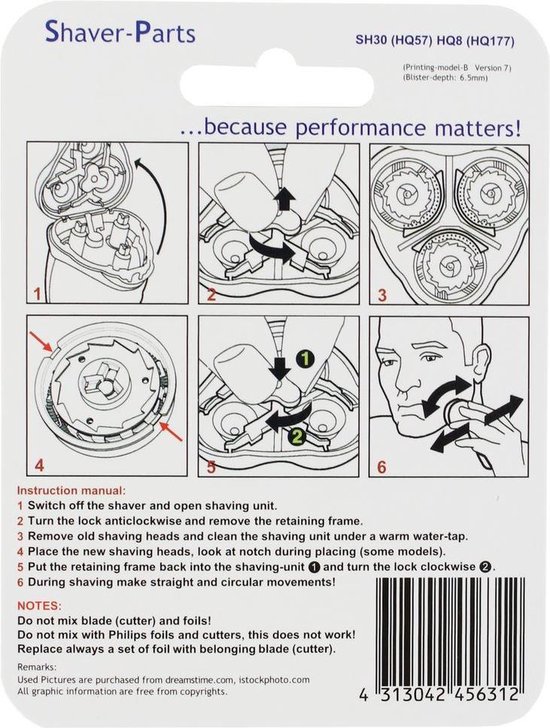 Shaver Parts Philips Scheerhoofd Hq8/177 - Silver