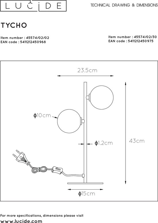 Lucide - Tycho - Tafellamp - G9 - - Zwart