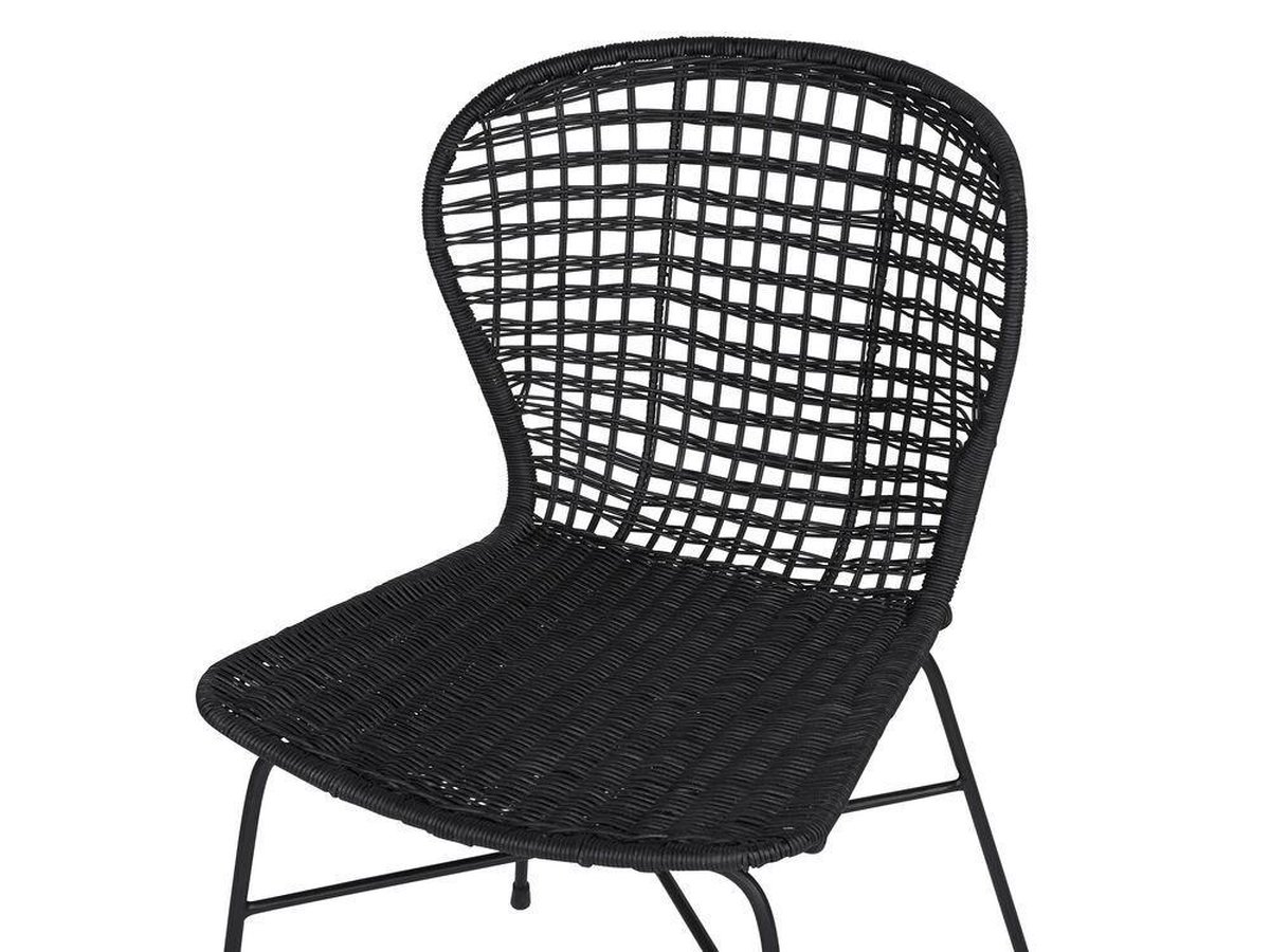 Beliani Elfros Eetkamerstoel Set Van 2 Rotan 49 X 56 Cm - Zwart