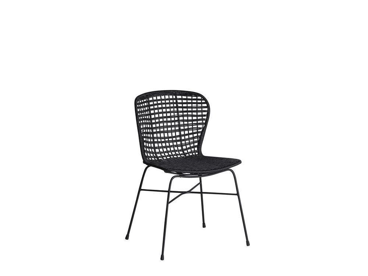 Beliani Elfros Eetkamerstoel Set Van 2 Rotan 49 X 56 Cm - Zwart
