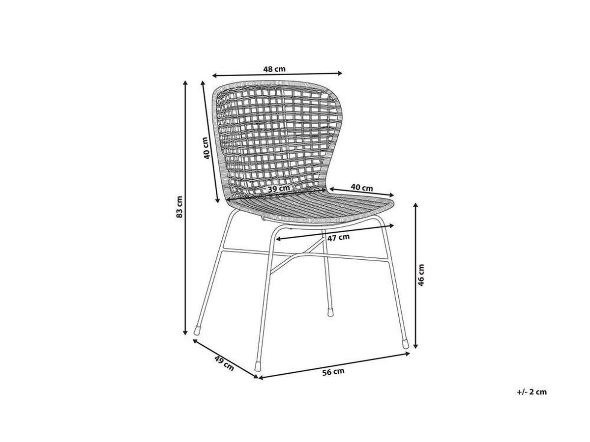 Beliani Elfros Eetkamerstoel Set Van 2 Rotan 49 X 56 Cm - Zwart